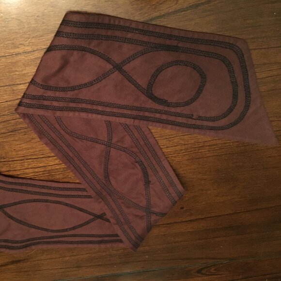 NWOT Elfarrow 100% Organic Cotton Obi Belt Earth With Black Stitching - Picture 5 of 10